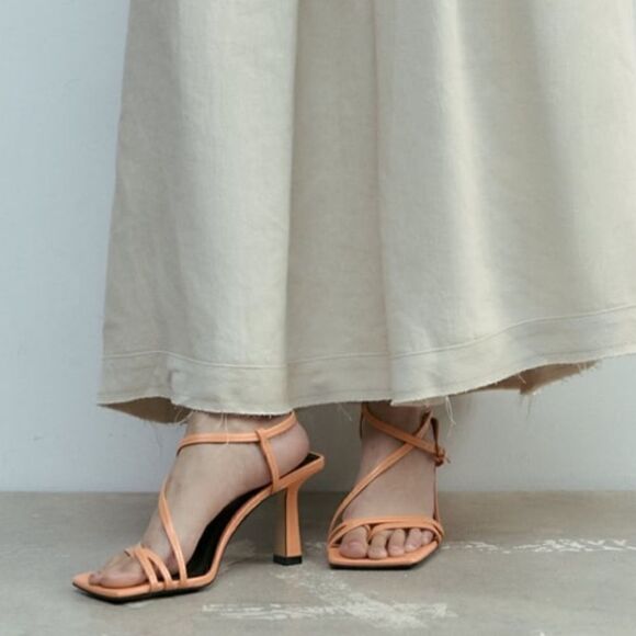 NWT Zara Strappy Heeled Leather Sandals - Picture 6 of 12